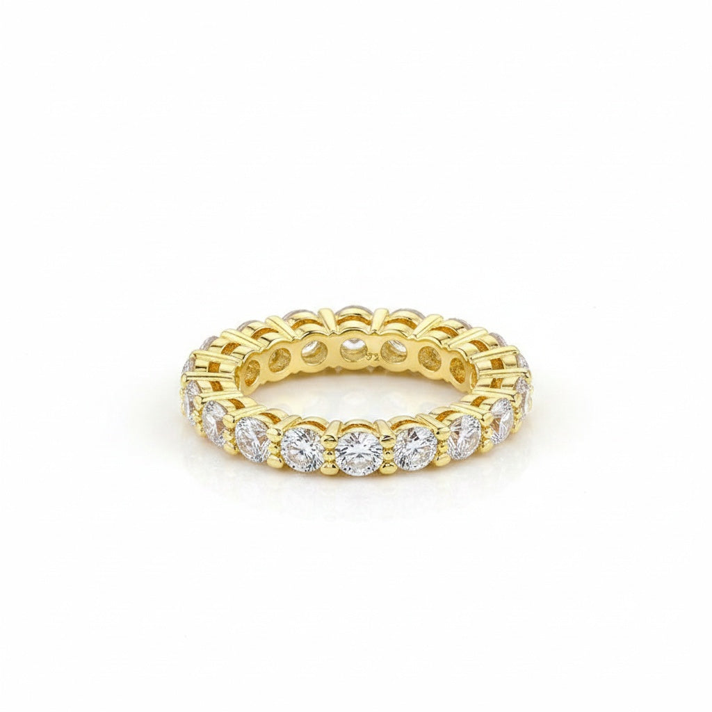 Aurevyn 2.5 Ct Yellow Gold Round Cut Full Wedding Band for Women