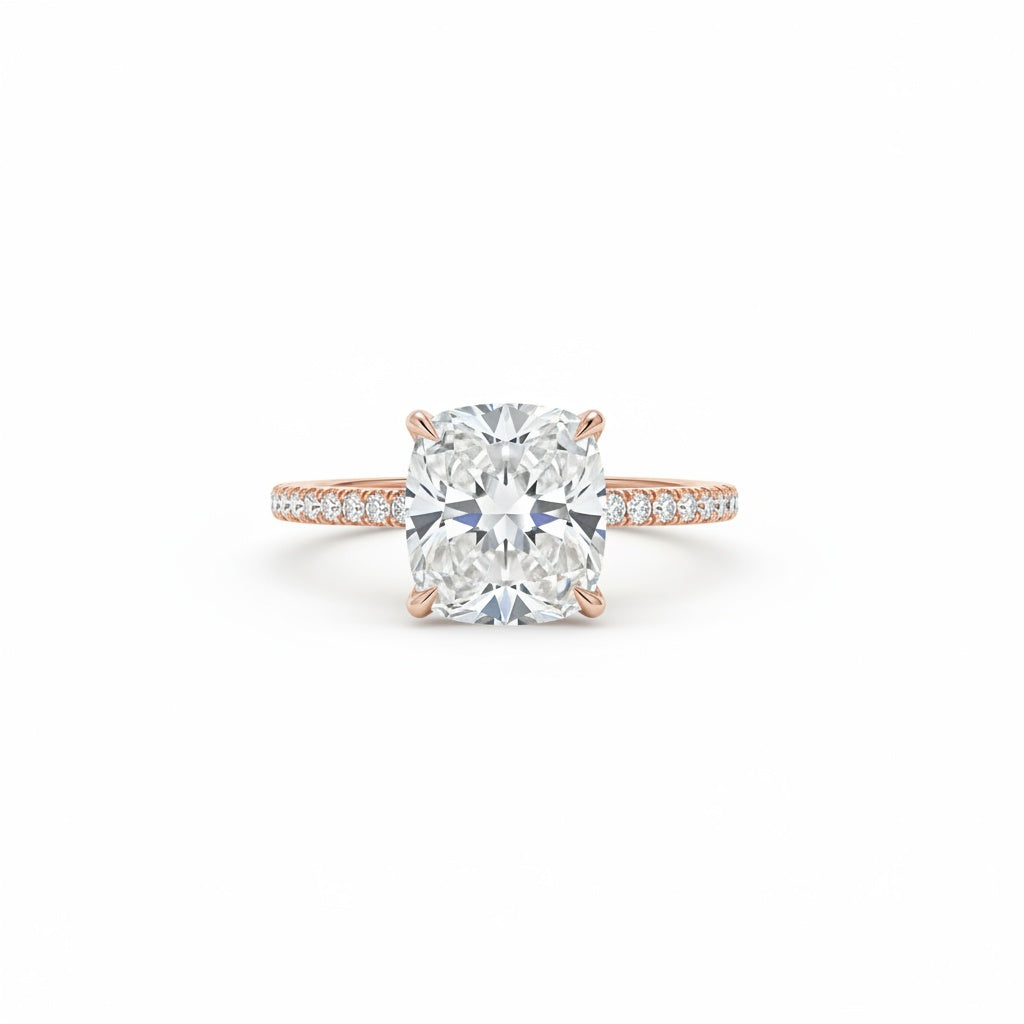 Aurevyn 3.0 Ct Cushion Cut Rose Gold Engagement Ring For Women