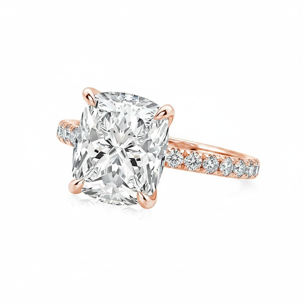 Aurevyn 3.0 Ct Cushion Cut Rose Gold Engagement Ring For Women