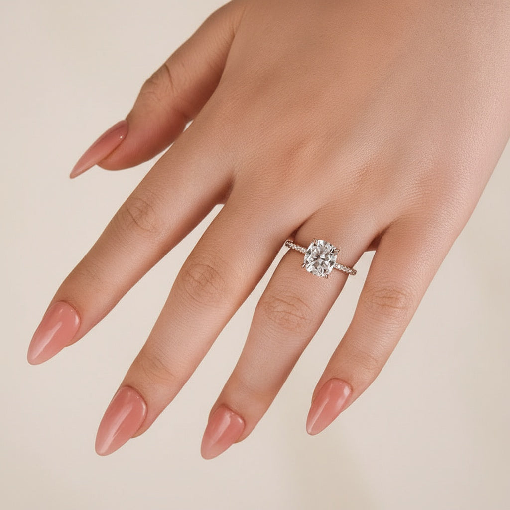 Aurevyn 3.0 Ct Cushion Cut Rose Gold Engagement Ring For Women