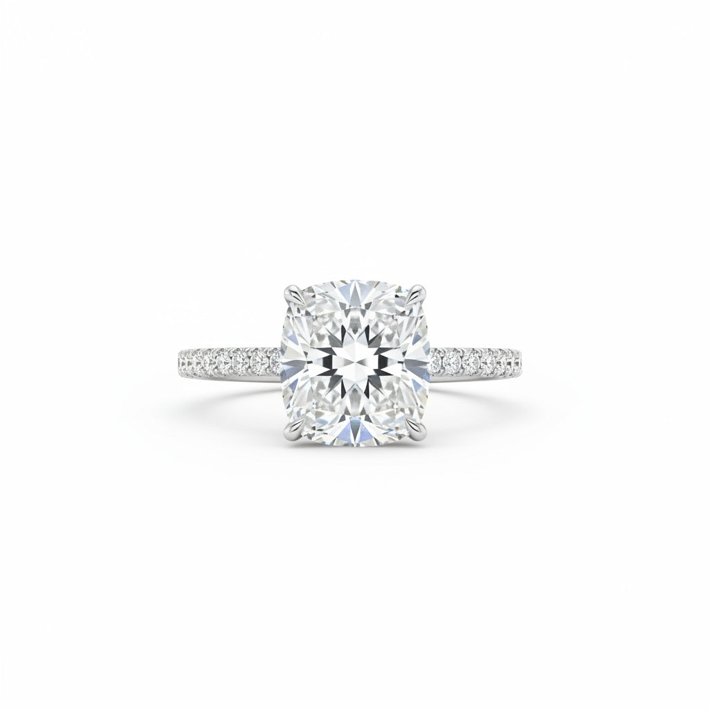 Aurevyn 3.0 Ct Cushion Cut White Gold Engagement Ring For Women