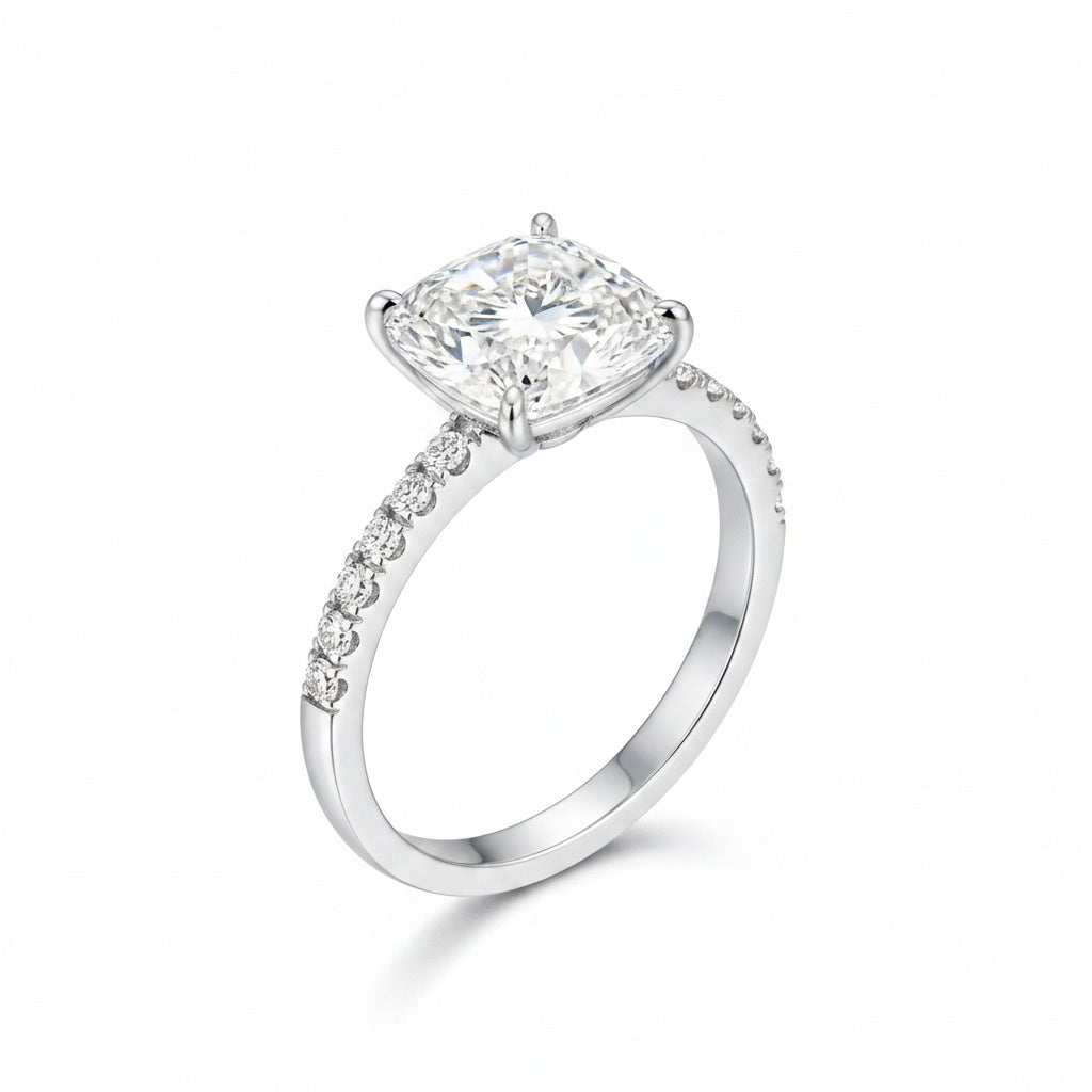 Aurevyn 3.0 Ct Cushion Cut White Gold Engagement Ring For Women