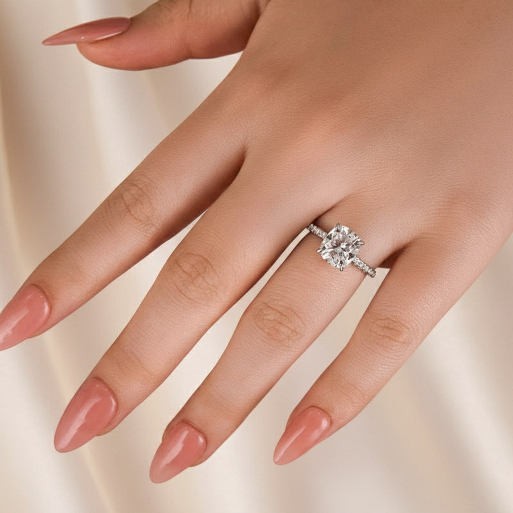 Aurevyn 3.0 Ct Cushion Cut White Gold Engagement Ring For Women