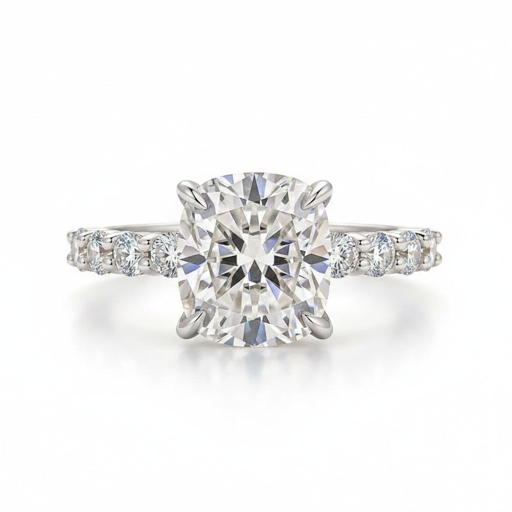Aurevyn 3.0 Ct Cushion Cut White Gold Engagement Ring
