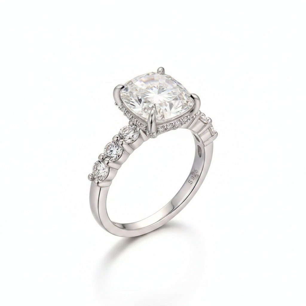 Aurevyn 3.0 Ct Cushion Cut White Gold Engagement Ring