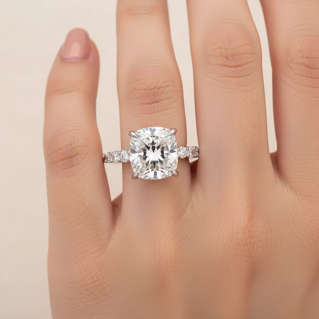 Aurevyn 3.0 Ct Cushion Cut White Gold Engagement Ring