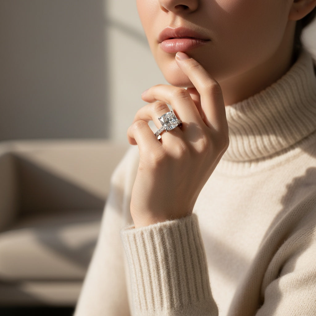 Aurevyn 3.0 Ct Cushion Cut White Gold Engagement Ring