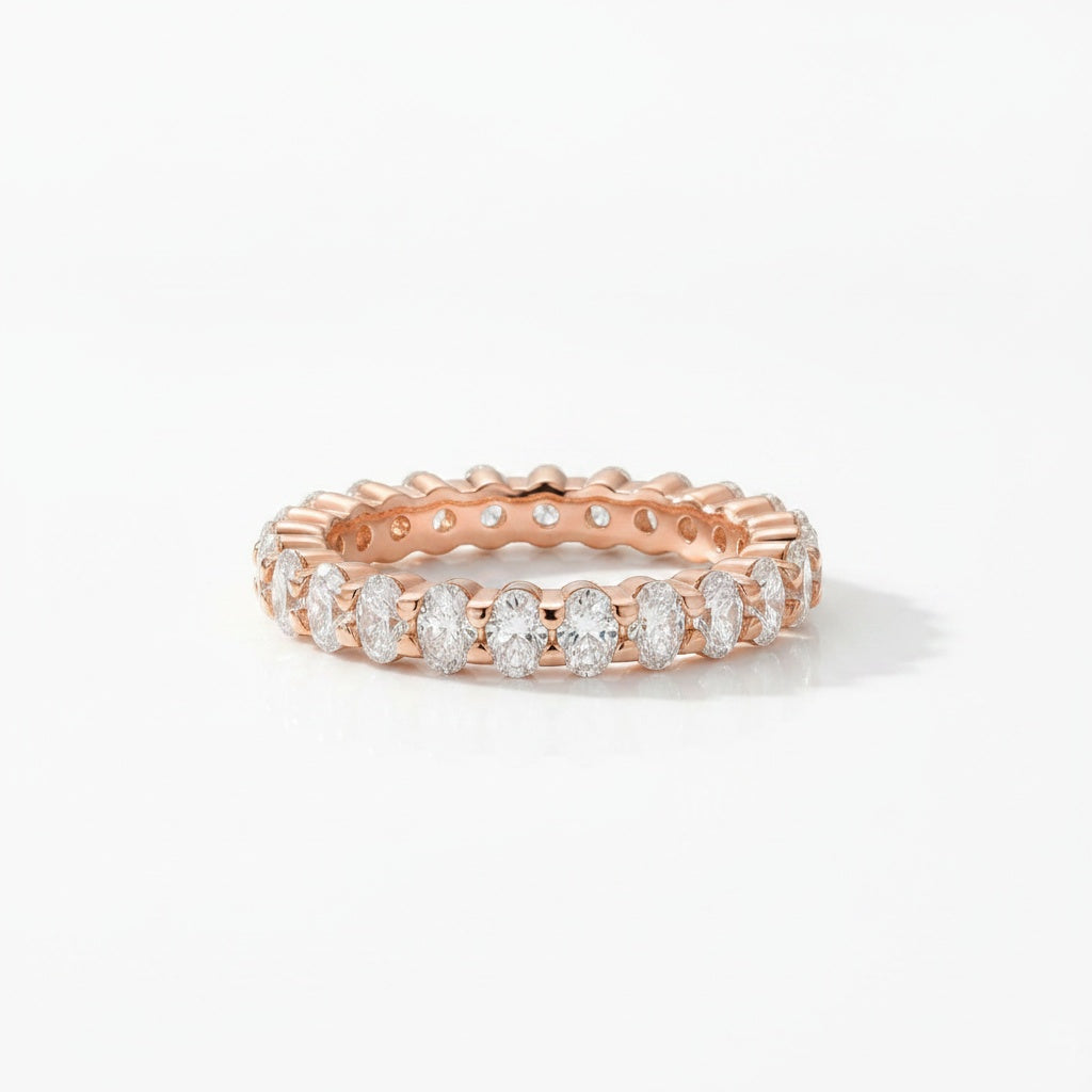 Aurevyn 3.0 Ct Oval Cut Full Rose Gold Wedding Band for Women