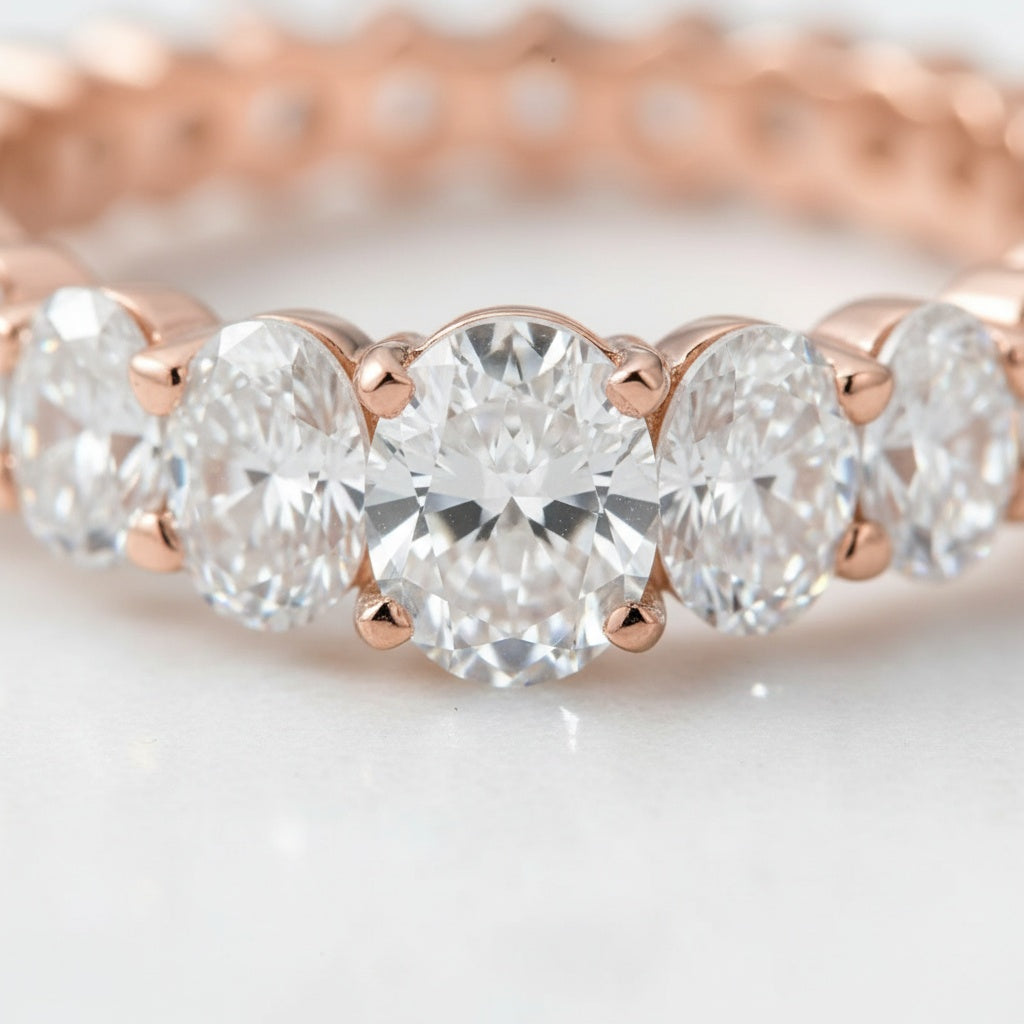 Aurevyn 3.0 Ct Oval Cut Full Rose Gold Wedding Band for Women