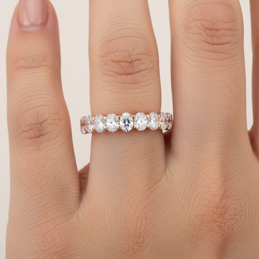 Aurevyn 3.0 Ct Oval Cut Full Rose Gold Wedding Band for Women