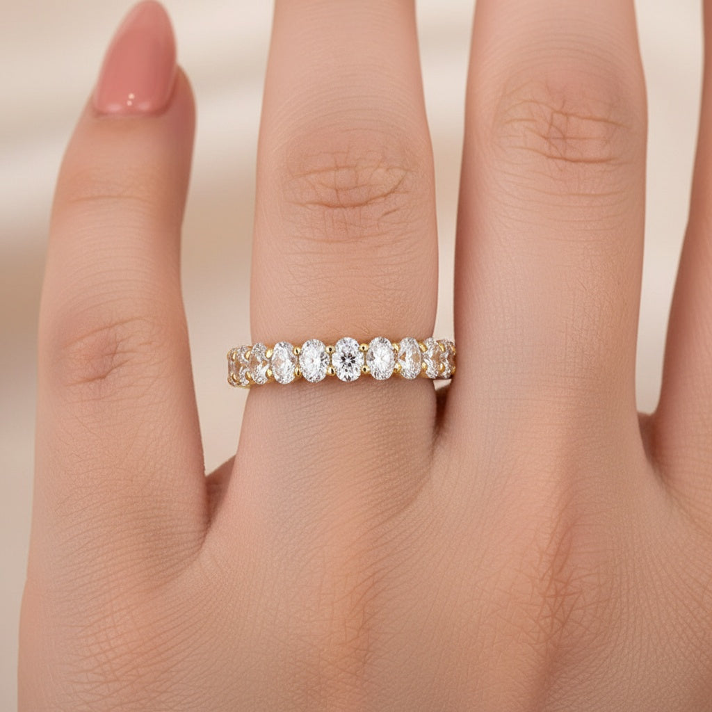 Aurevyn 3.0 Ct Oval Cut Full Wedding Band for Women