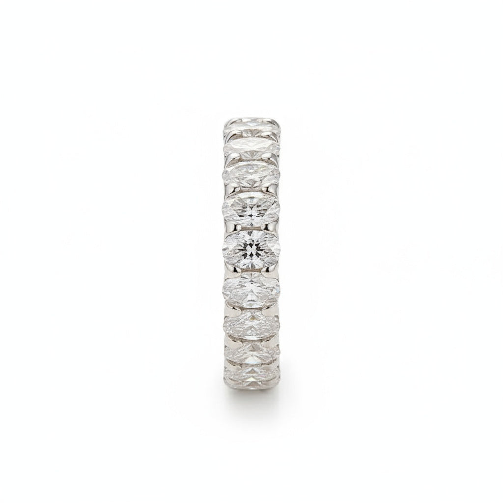 Aurevyn 3.0 Ct Oval Cut Half White Gold Wedding Band