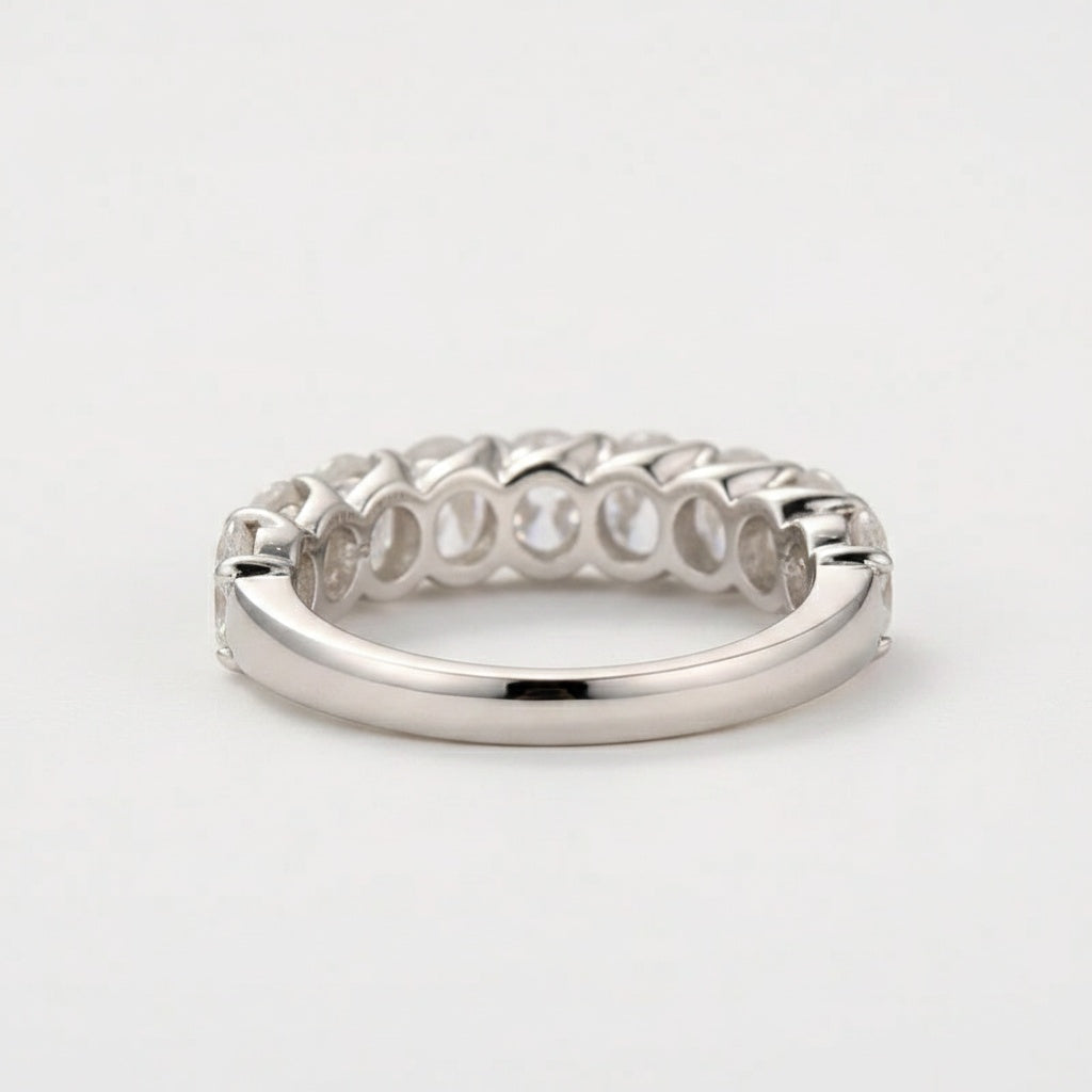 Aurevyn 3.0 Ct Oval Cut Half White Gold Wedding Band