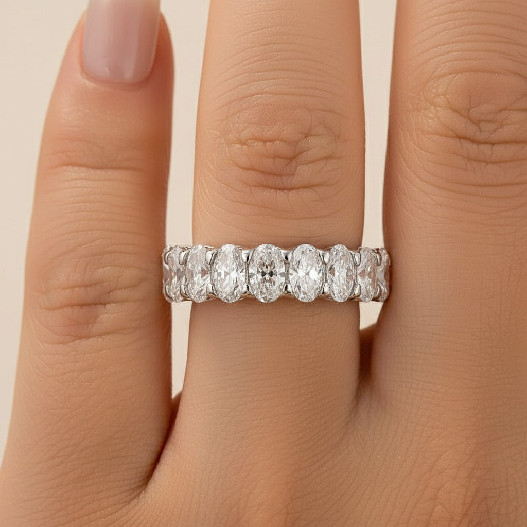 Aurevyn 3.0 Ct Oval Cut Half White Gold Wedding Band
