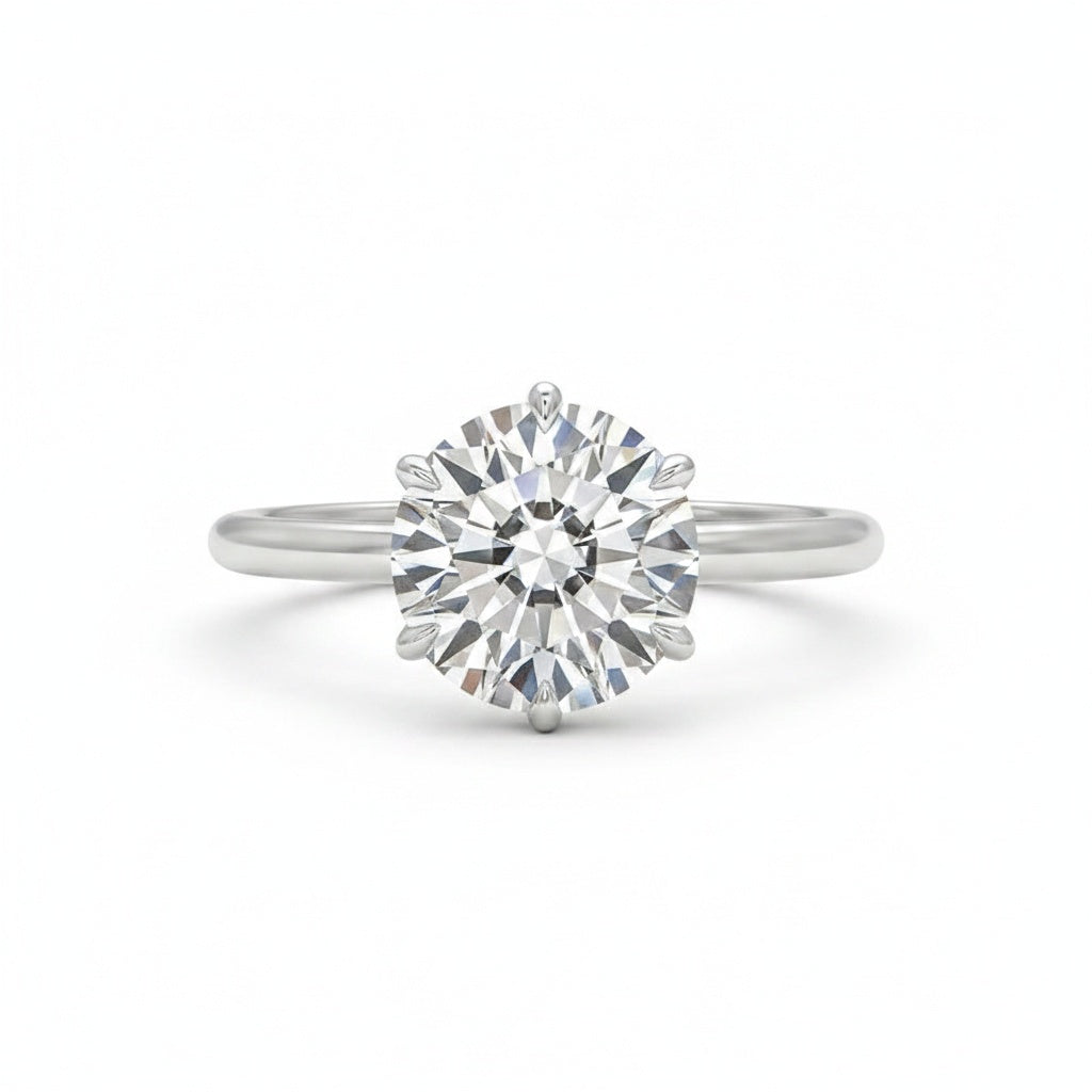 Aurevyn 3.0 Ct Round Cut 6 Prong Engagement Ring For Women