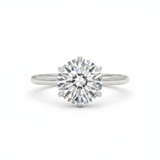 Aurevyn 3.0 Ct Round Cut 6 Prong Engagement Ring For Women