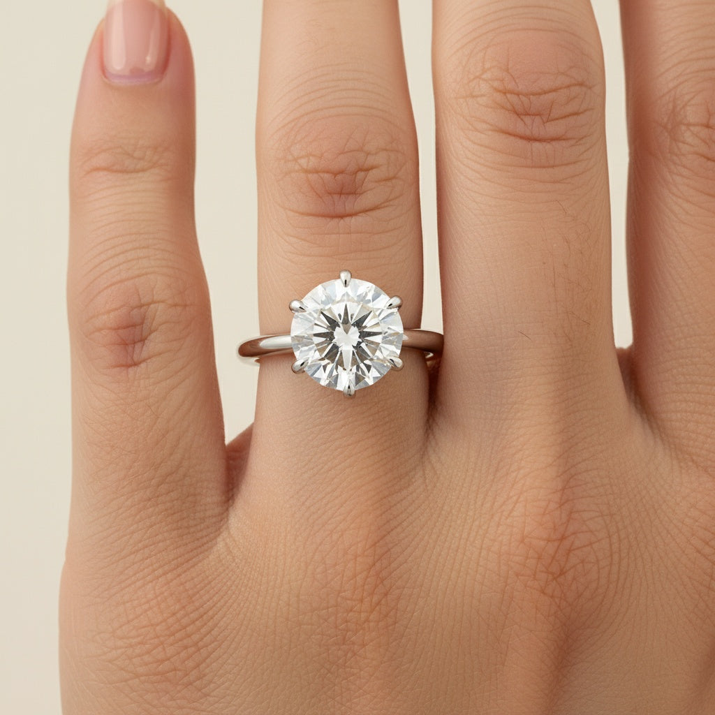 Aurevyn 3.0 Ct Round Cut 6 Prong Engagement Ring For Women