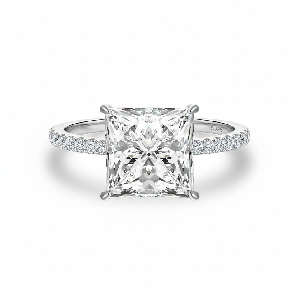 Aurevyn 3.0 Ct Square Princess Cut White Gold Bridal Ring