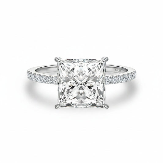 Aurevyn 3.0 Ct Square Princess Cut White Gold Bridal Ring