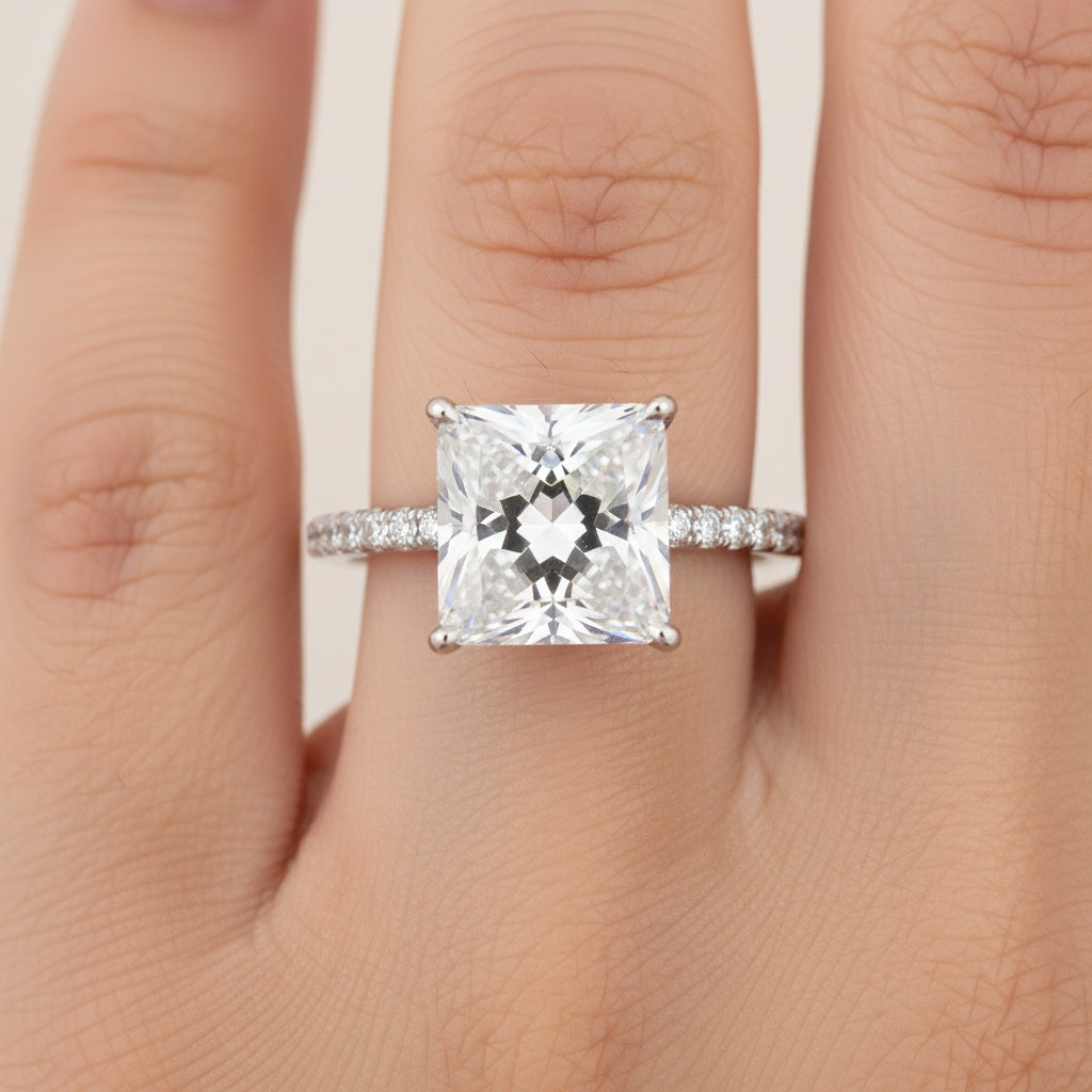 Aurevyn 3.0 Ct Square Princess Cut White Gold Bridal Ring