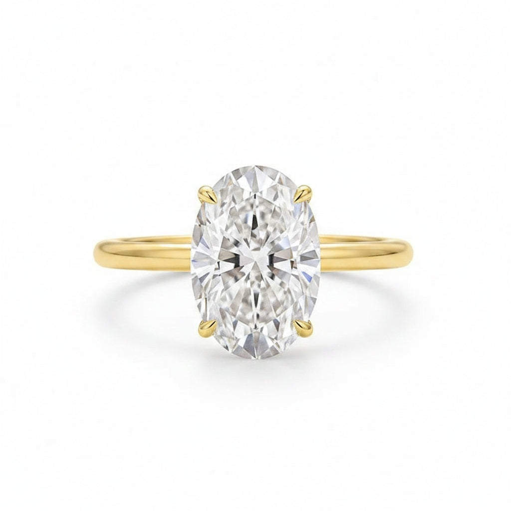 Aurevyn 3.0Ct Oval Cut Yellow Gold Promise Ring For Women