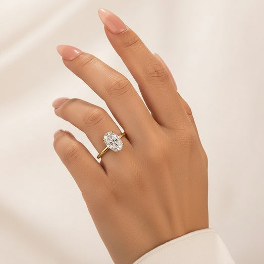 Aurevyn 3.0Ct Oval Cut Yellow Gold Promise Ring For Women