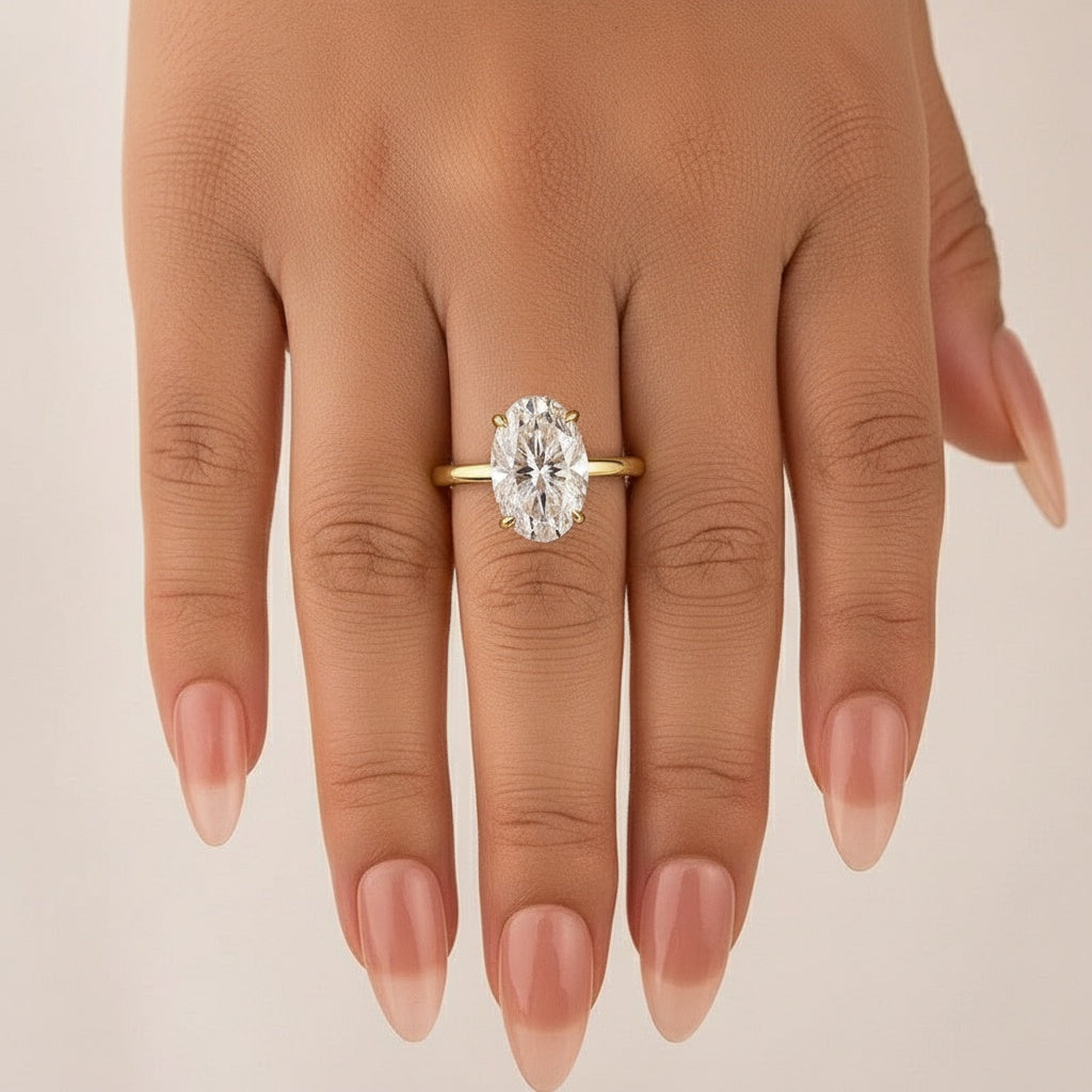 Aurevyn 3.0Ct Oval Cut Yellow Gold Promise Ring For Women
