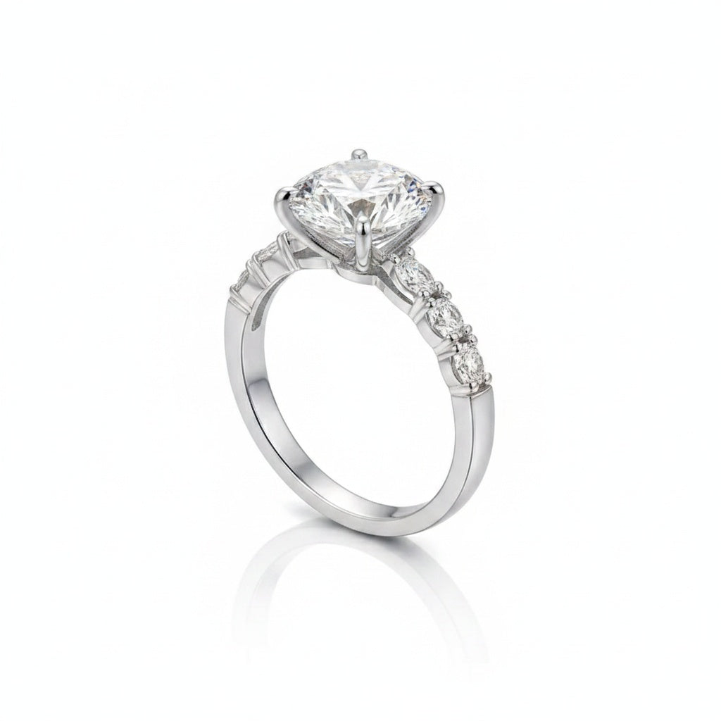 Aurevyn 3.0Ct Round White Gold Engagement Ring