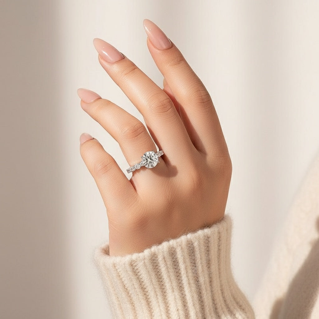 Aurevyn 3.0Ct Round White Gold Engagement Ring