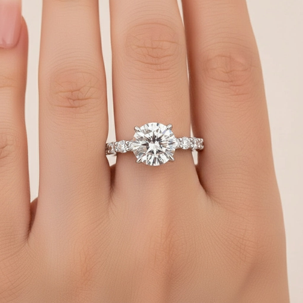 Aurevyn 3.0Ct Round White Gold Engagement Ring