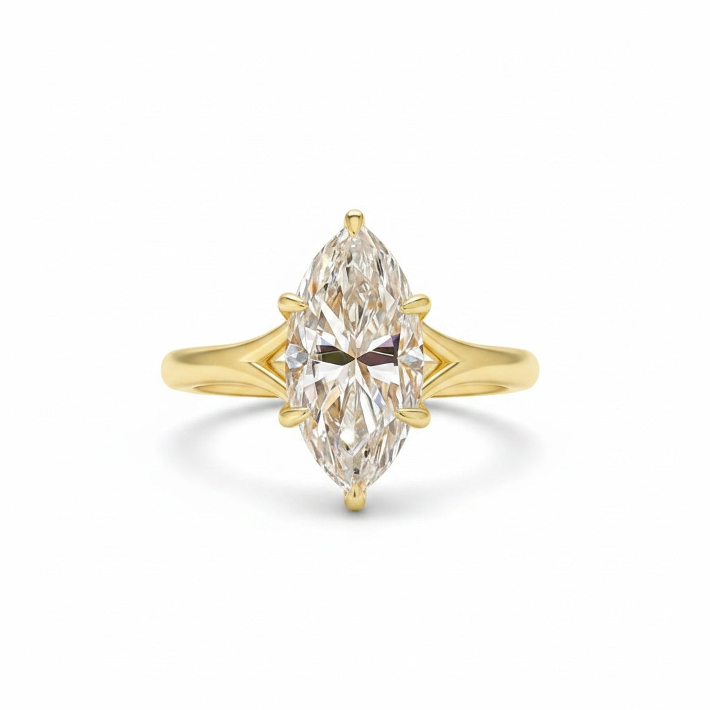 Aurevyn 3.0Ct Split Shank Marquise Cut Moissanite Ring in S925 Sterling Silver