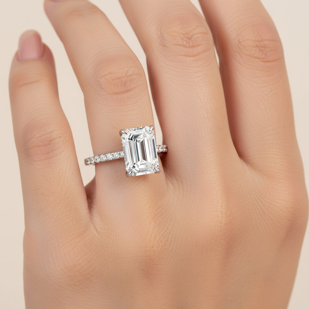 Aurevyn 3.5 Ct Emerald Cut Engagement Ring For Women