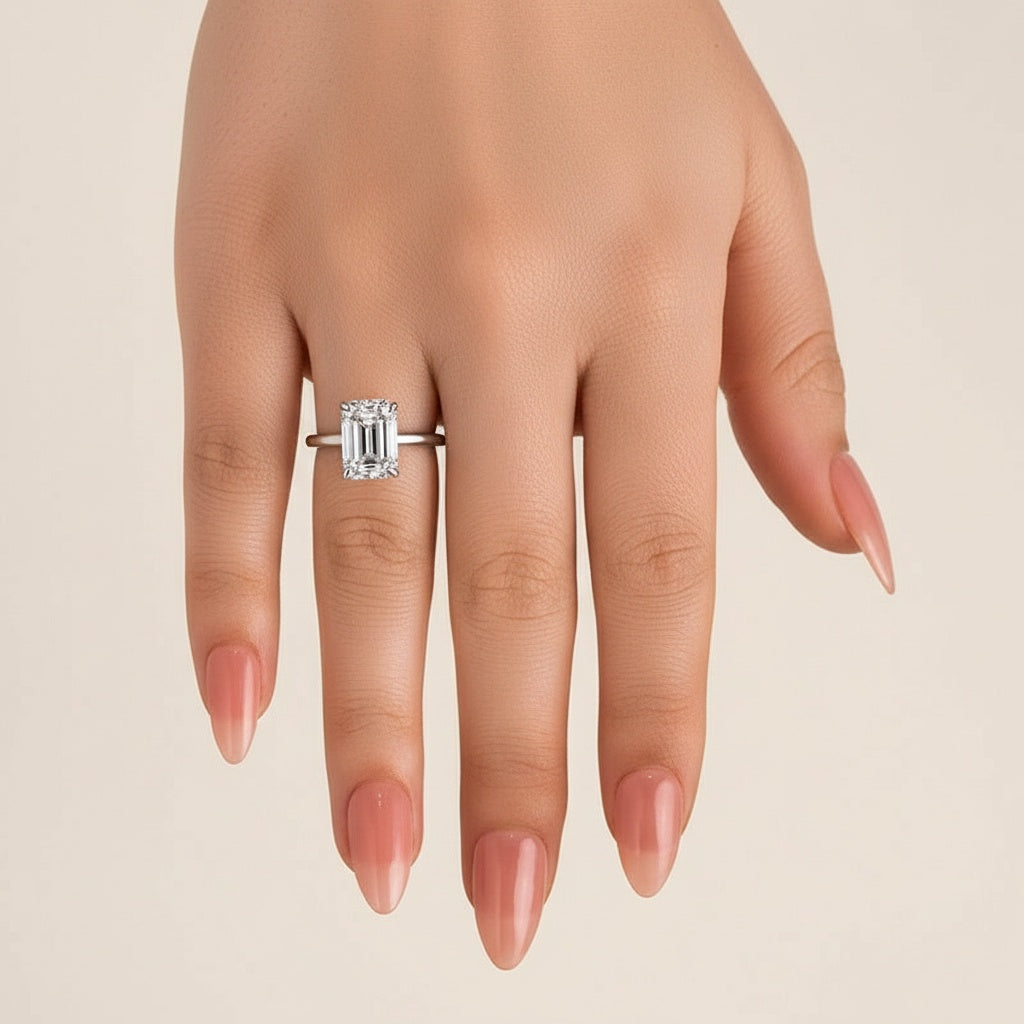 Aurevyn 3.5 Ct Emerald Cut Solitaire Engagement Ring For Her