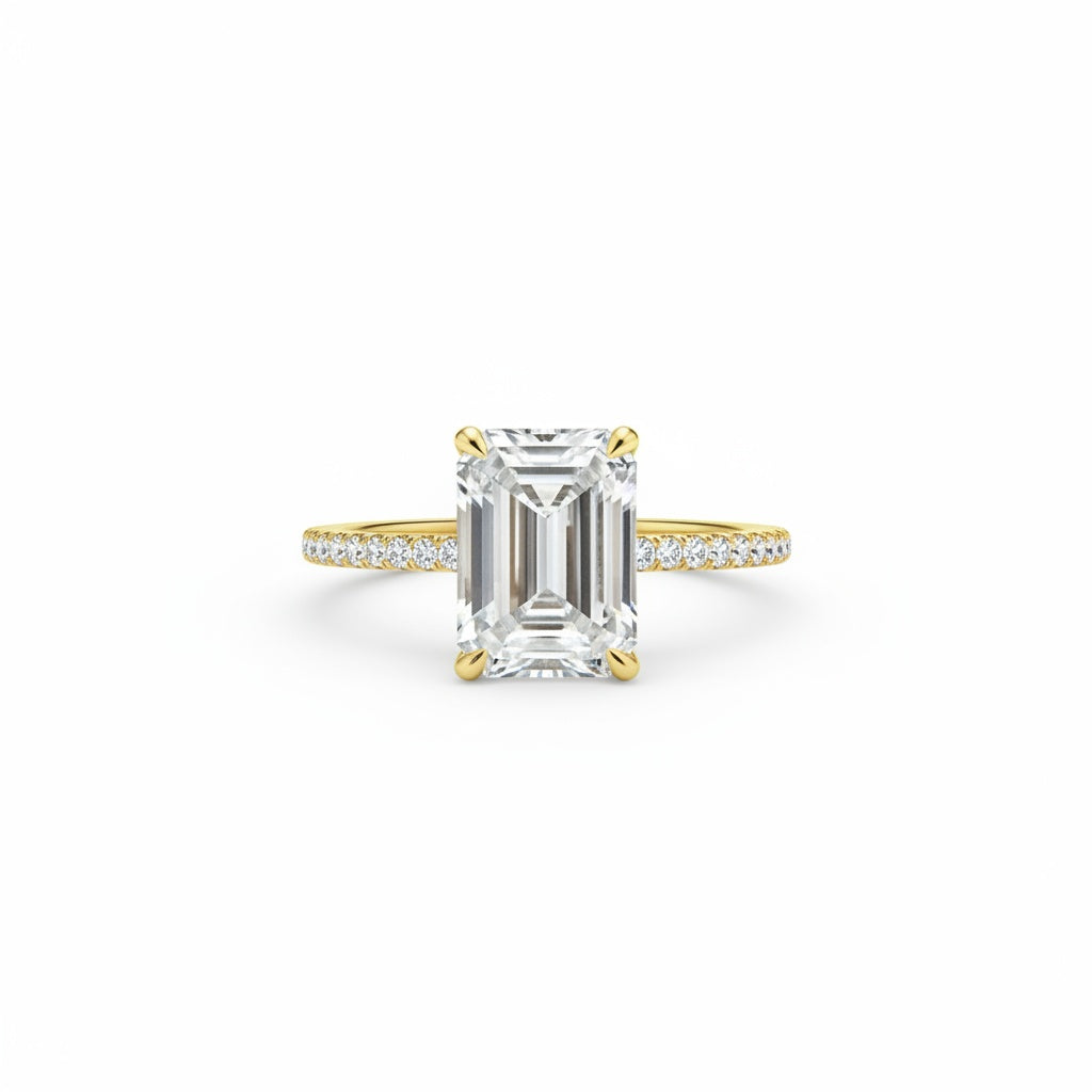 Aurevyn 3.5 Ct Emerald Cut Yellow Gold Engagement Ring For Women