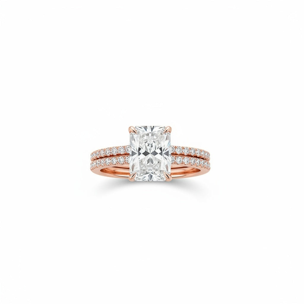 Aurevyn 3.5 Ct Radiant Cut Rose Gold Wedding Ring For Women