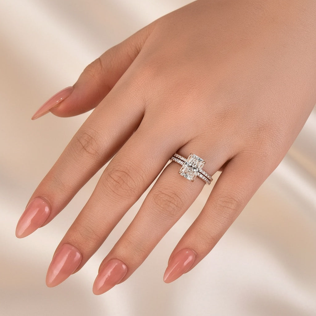 Aurevyn 3.5 Ct Radiant Cut Rose Gold Wedding Ring For Women