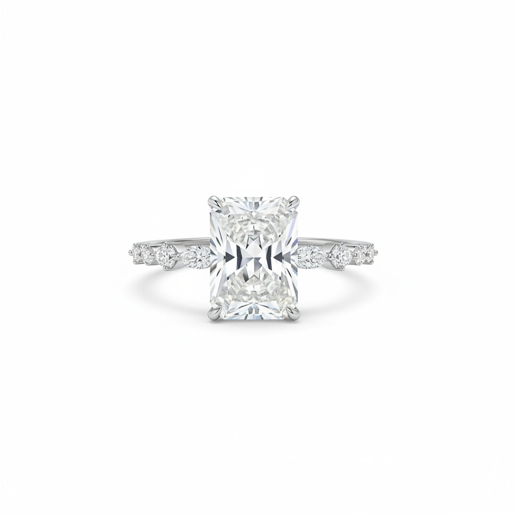 Aurevyn 3.5 Ct Radiant Cut White Gold Travel Ring For Women