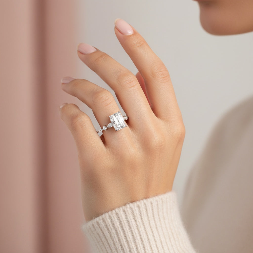 Aurevyn 3.5 Ct Radiant Cut White Gold Travel Ring For Women