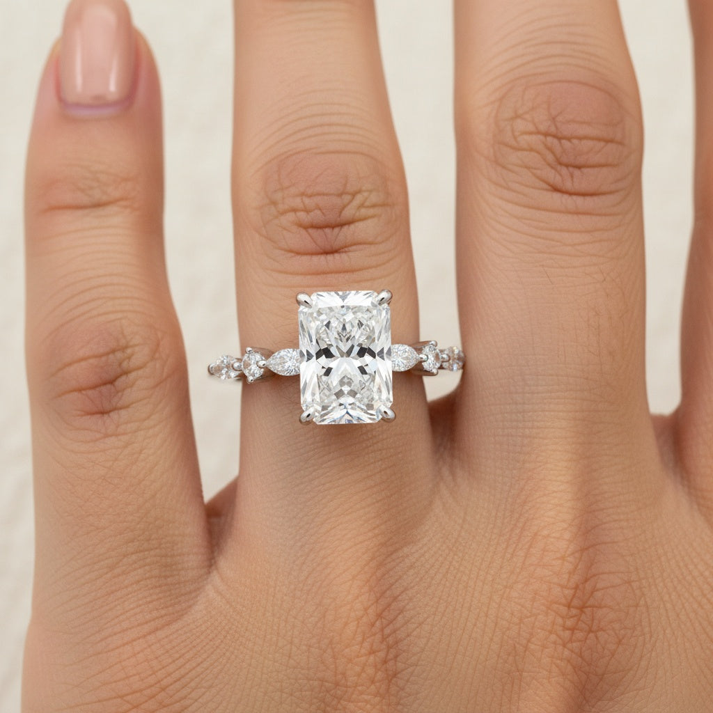 Aurevyn 3.5 Ct Radiant Cut White Gold Travel Ring For Women