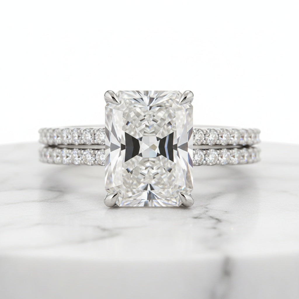 Aurevyn 3.5 Ct Radiant Cut White Gold Wedding Ring For Women