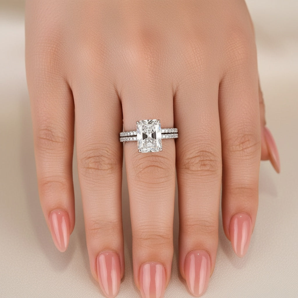 Aurevyn 3.5 Ct Radiant Cut White Gold Wedding Ring For Women