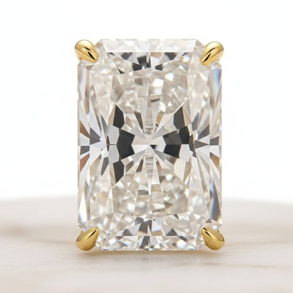 Aurevyn 3.5 Ct Radiant Cut Yellow Gold Moissanite Diamond Wedding Ring with Round & Marquise Accents Bands