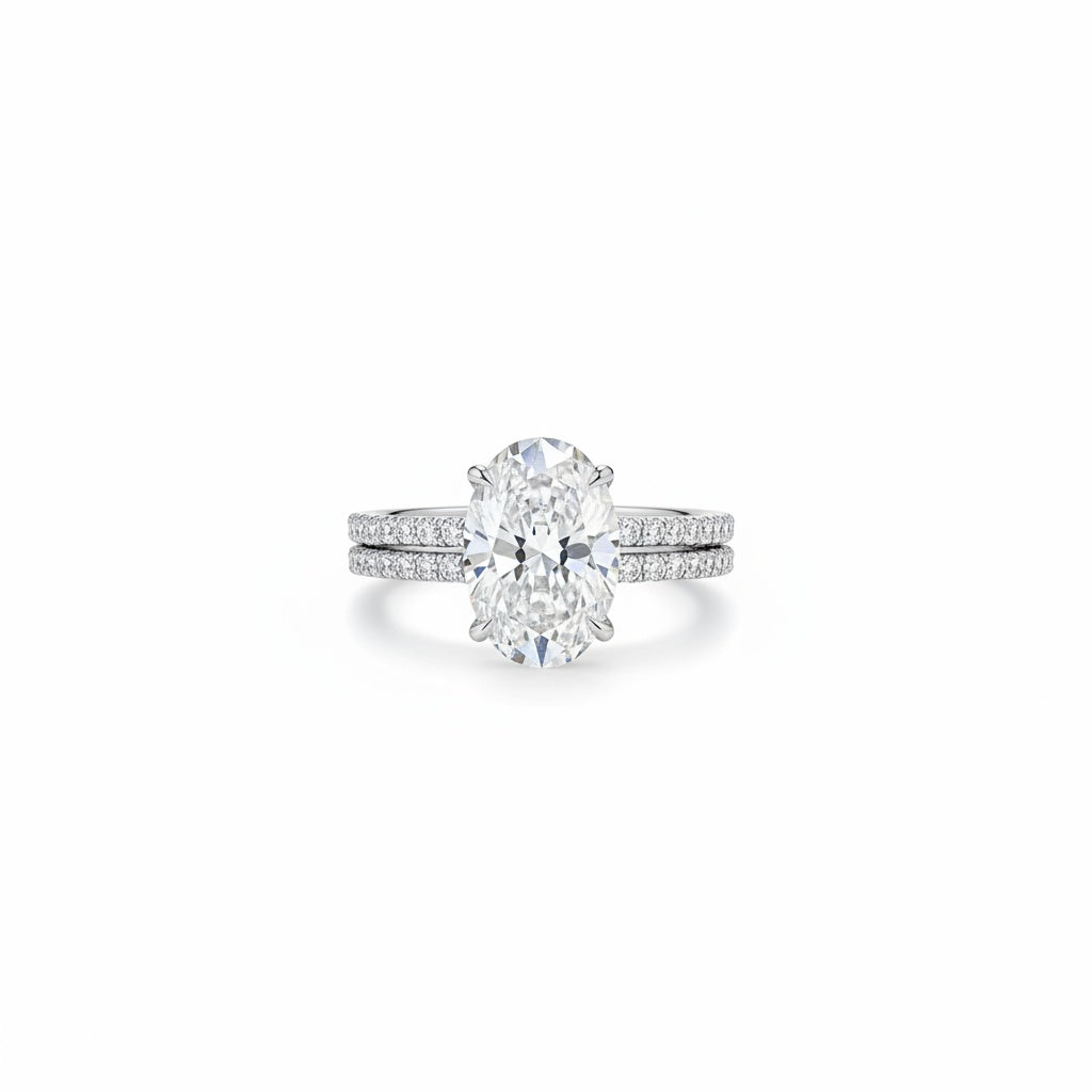 Aurevyn 4.0 Ct ～5.5 Ct Oval Cut White Gold Wedding Ring For Women