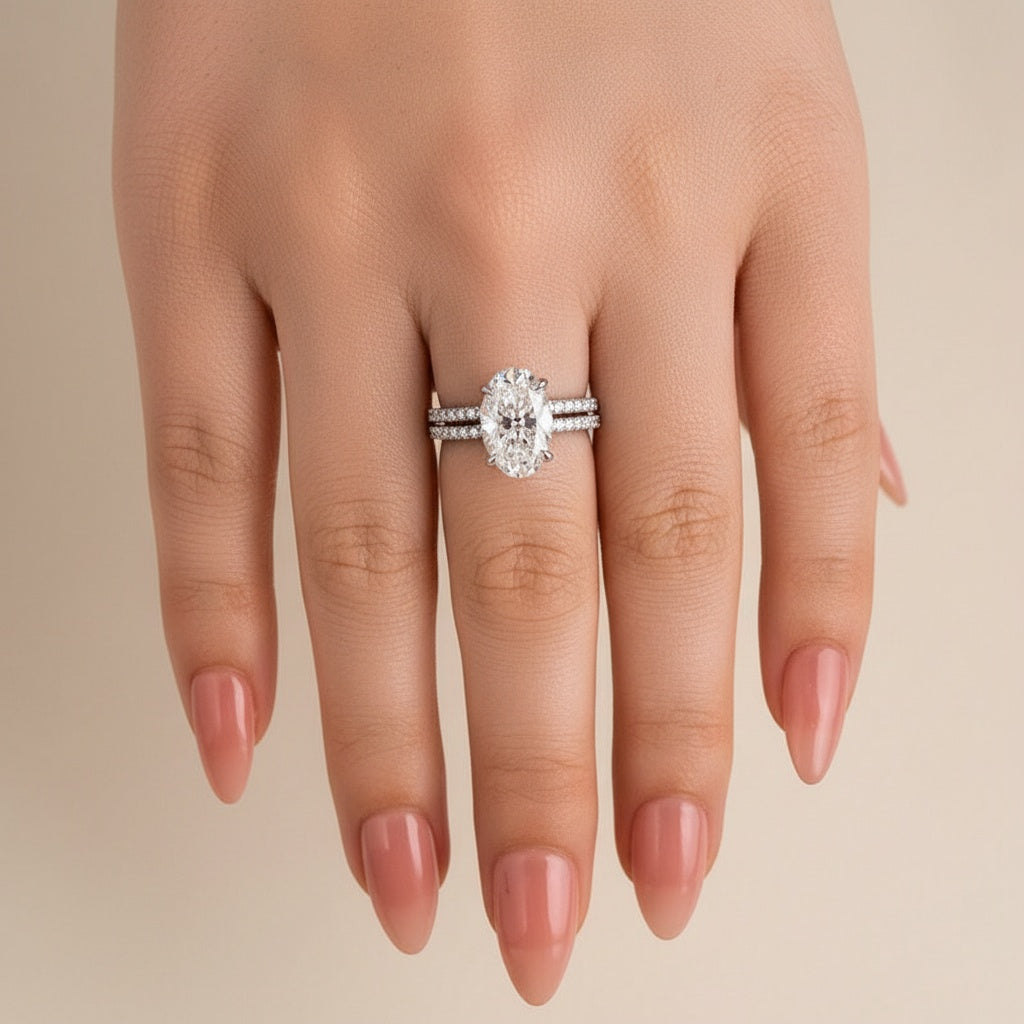 Aurevyn 4.0 Ct ～5.5 Ct Oval Cut White Gold Wedding Ring For Women