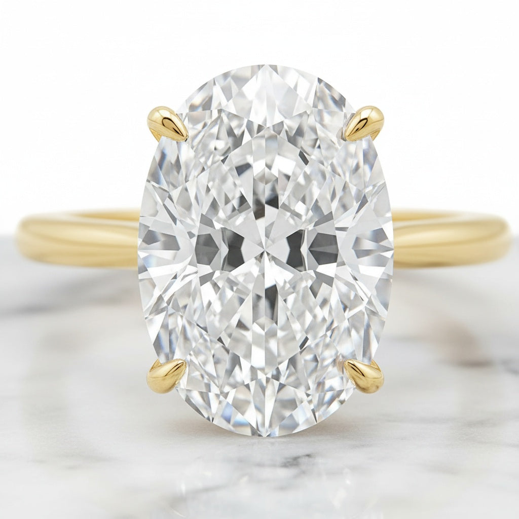 Aurevyn 4.0 Ct ～ 5.5 Ct Oval Cut Yellow Gold Wedding Ring For Women