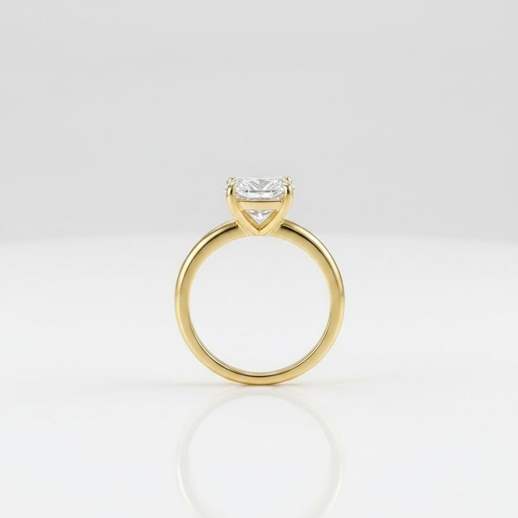 Aurevyn 4.0 Ct Cushion Cut Yellow Gold Wedding Ring Set with Wide Band