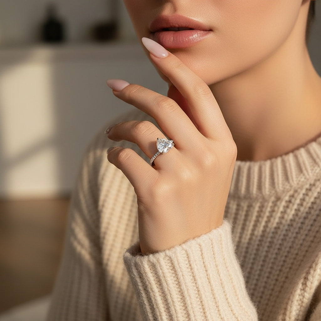 Aurevyn 4.0 Ct Heart Cut White Gold Promise Ring