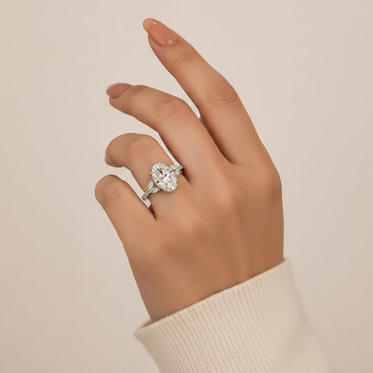 Aurevyn 4.0 Ct Oval and Angled Marquise Five Stone White Gold Engagement Ring