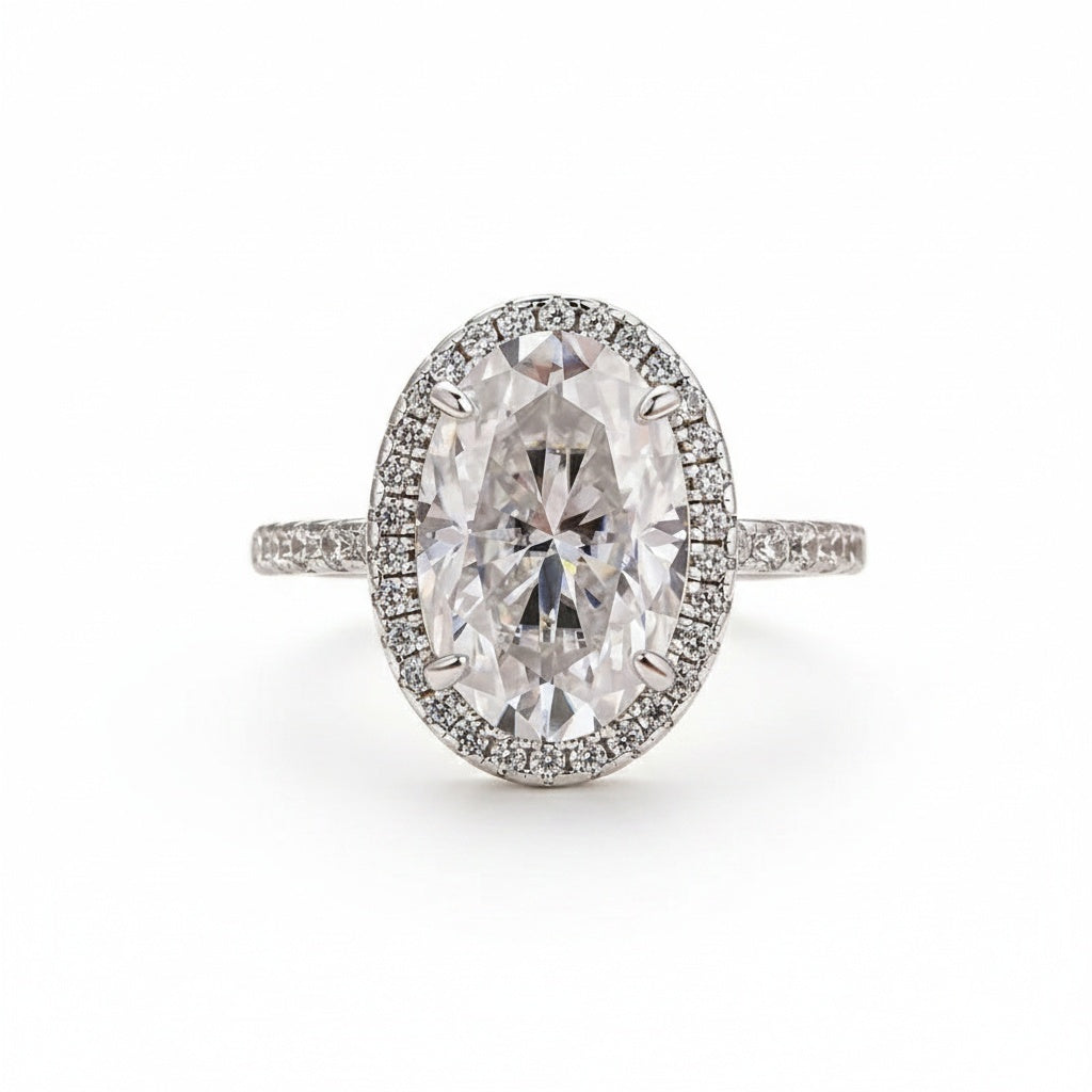 Aurevyn 4.0 Ct Oval Cut Halo White Gold Engagement Ring