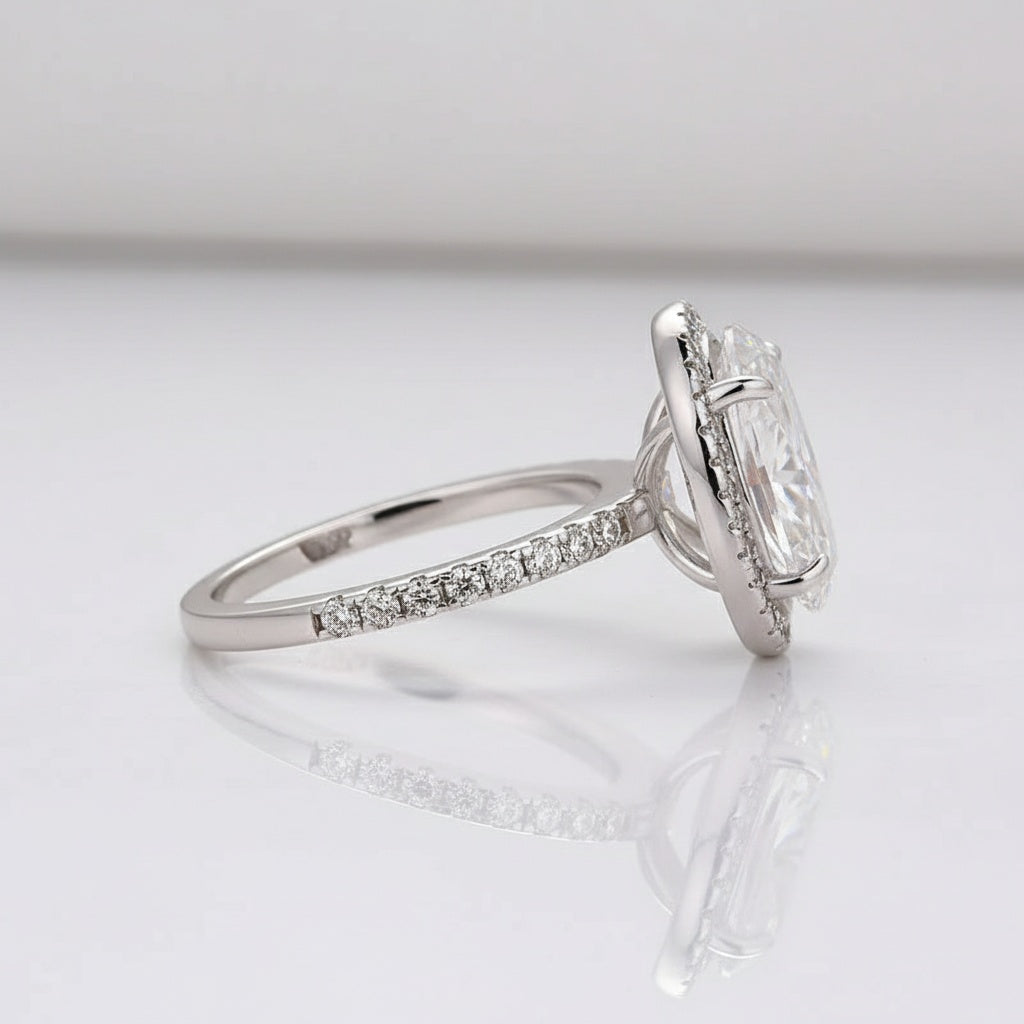 Aurevyn 4.0 Ct Oval Cut Halo White Gold Engagement Ring